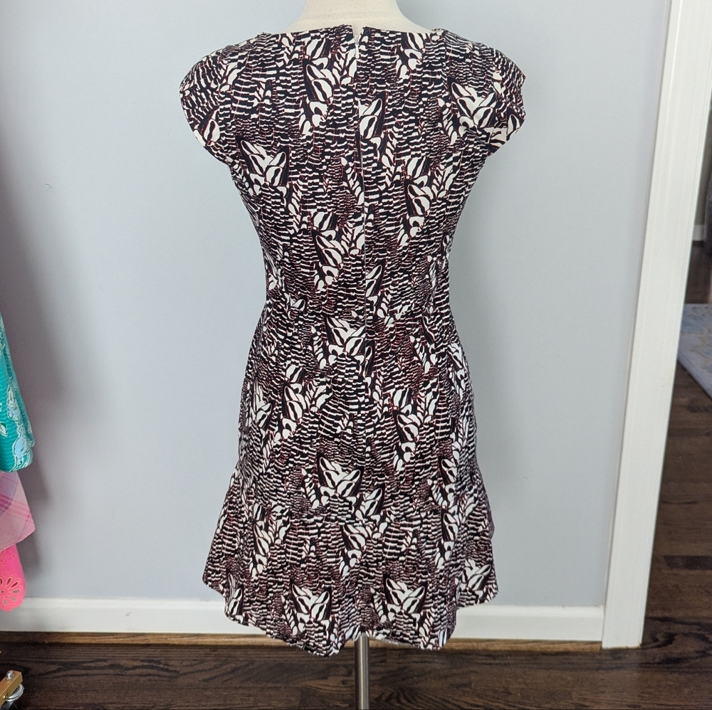 Women's Reiss Cotton Alto Flounce Dress 8 Navy White